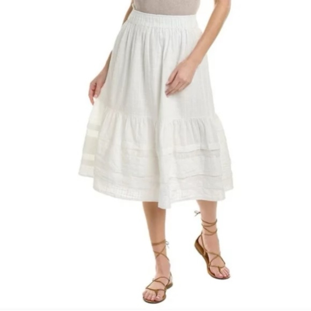 Madewell White Tiered Pintuck Maxi Skirt Size M